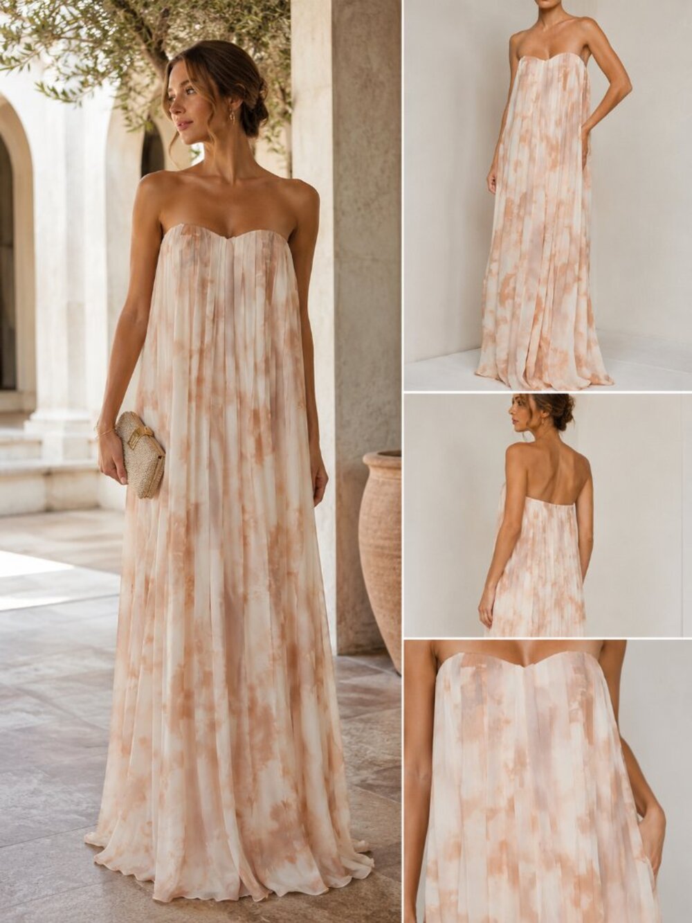 L'AGENCE  Raine Watercolor Strapless Gown Size 12
